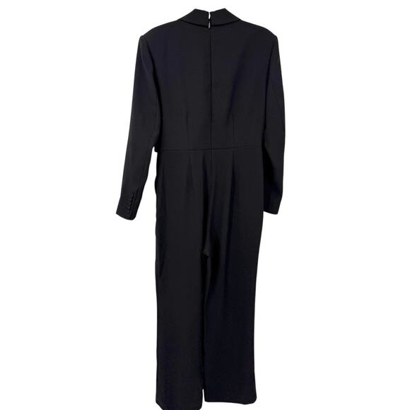 BCBGMAXAZRIA Medium Jumpsuit Long Sleeve Surplice Black Tie Waist Party - Picture 2 of 13
